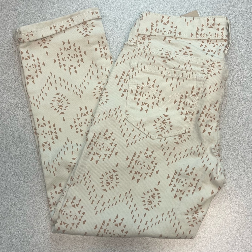 NWT Levi's Aztec Print Capri Pants Ivory Camel Women's Size 25